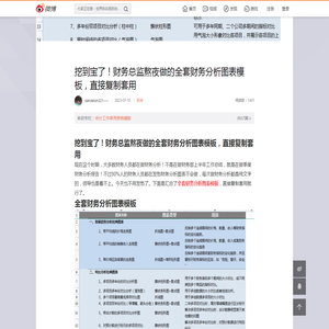 挖到宝了！财务总监熬夜做的全套财务分析图表模板，直接复制套用